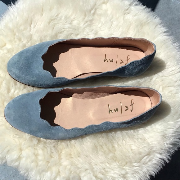French Sole New York-FSNY-Jigsaw Blue Suede Flats Leather Size 8B Made in Spain - Picture 6 of 12